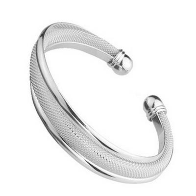 Braccialetto alla moda placcato in argento con doppia luce, bordo bordo bordo donna