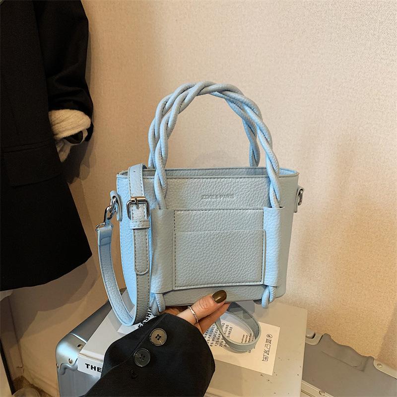 Stylish and simple interwoven rope hand withdrawal bucket bag simple casual texture bag daily versatile shoulder messenger bag
