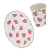 10Pcs Party Tableware Disposable Strawberry Pattern Tableware Set for Birthday Parties Seaside Parti