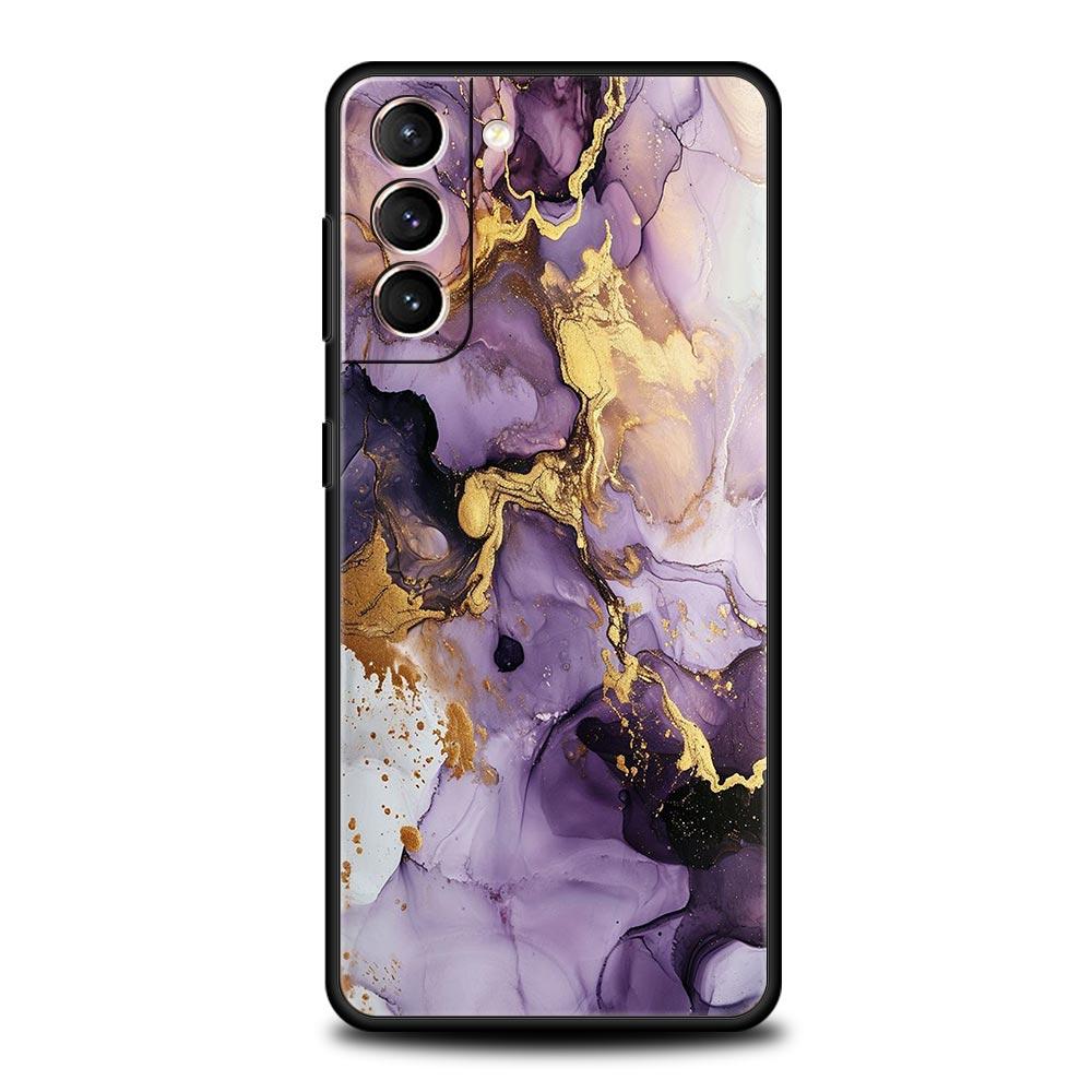 Phone Case For Samsung Galaxy S24 S23 Ultra S22 S21 S20 FE 5G S10 S10E S9 Plus S8 Soft Silicone Black Cover Marble