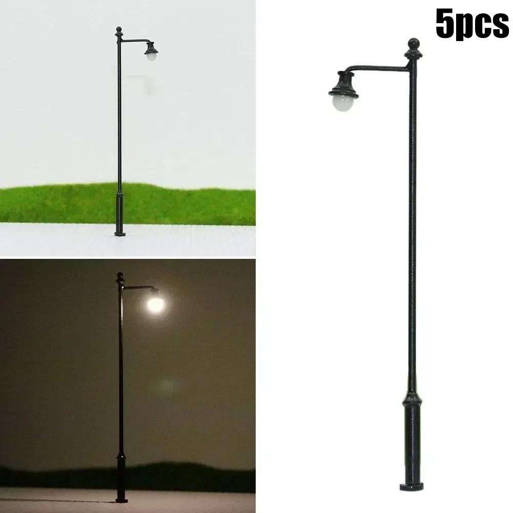 New Post Street 1:87 3.54" 5pcs LED Lamp Lights Railway Scale Warm White 90mm AC/DC Building Lampposts Models