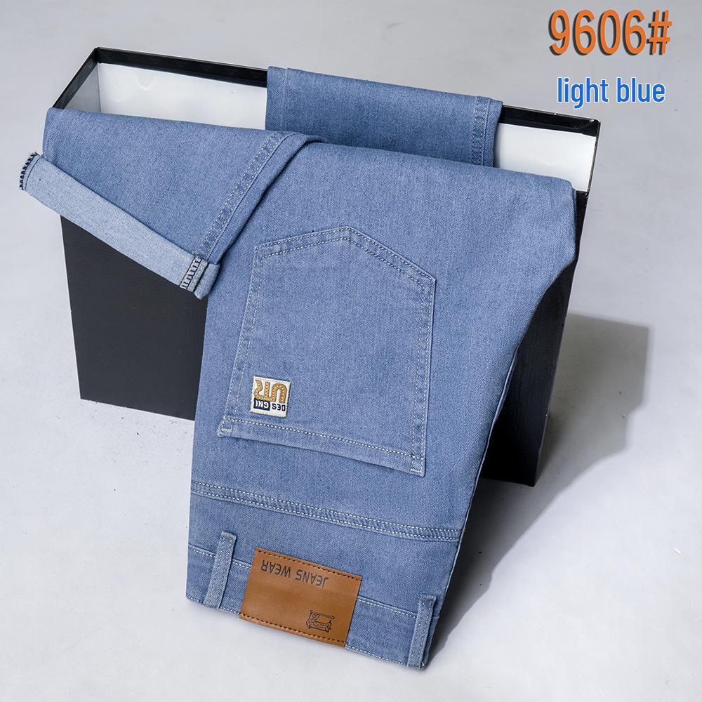 Thin Hao Pai Men's High-End Stretch Denim Jeans: Summer Business Long Pants