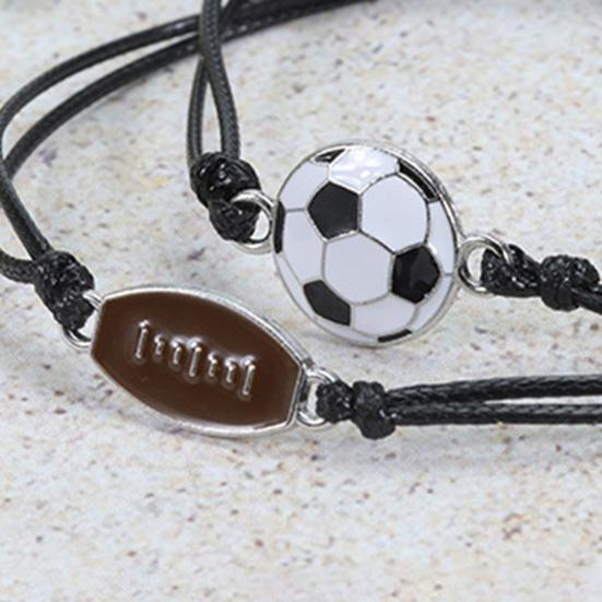 Pulseira esportiva futebol trançado unissex ajustável cera linha pulseira fã presente