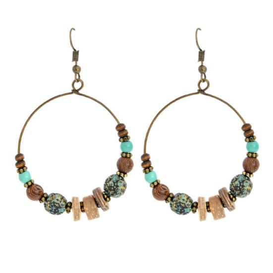 Bohemian Women Geometric Round Circle Dangle Beads Hook Earrings Jewelry Gift
