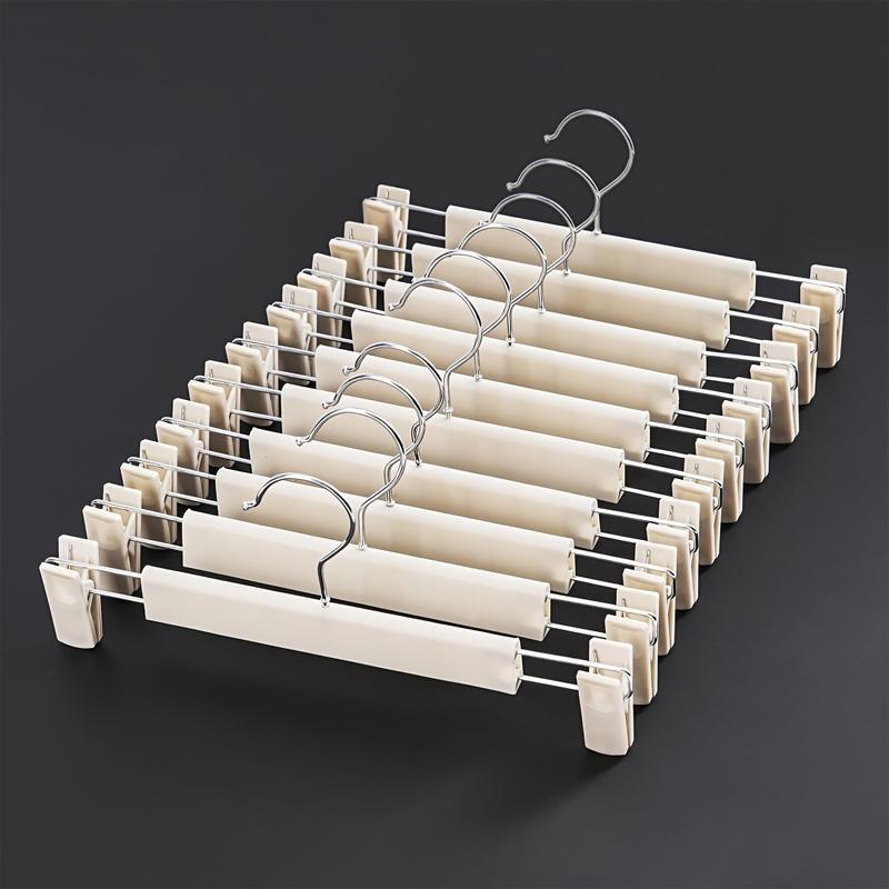 10Pcs Clothes Pants Hangers, Space-Saving Skirt Holders, Adjustable Clips, Trouser Hangers, Clothes Coat Garment Jeans Hangers
