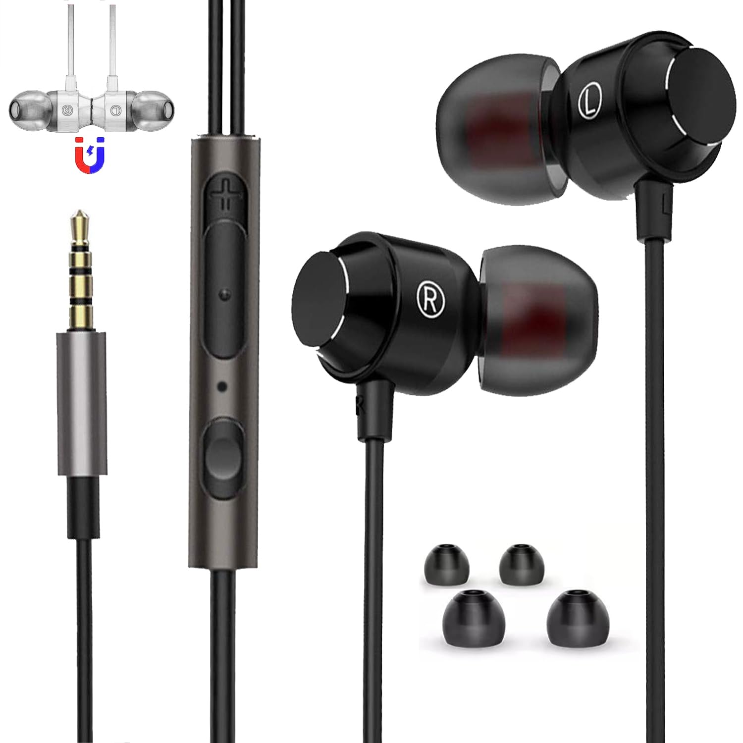 

Evolution New with Remote Noise Heavy Bass Canal Clear Sound Leak High Sound Ergonomic Magnetic Compatible with Many Earphones [2021 Edition] чорний