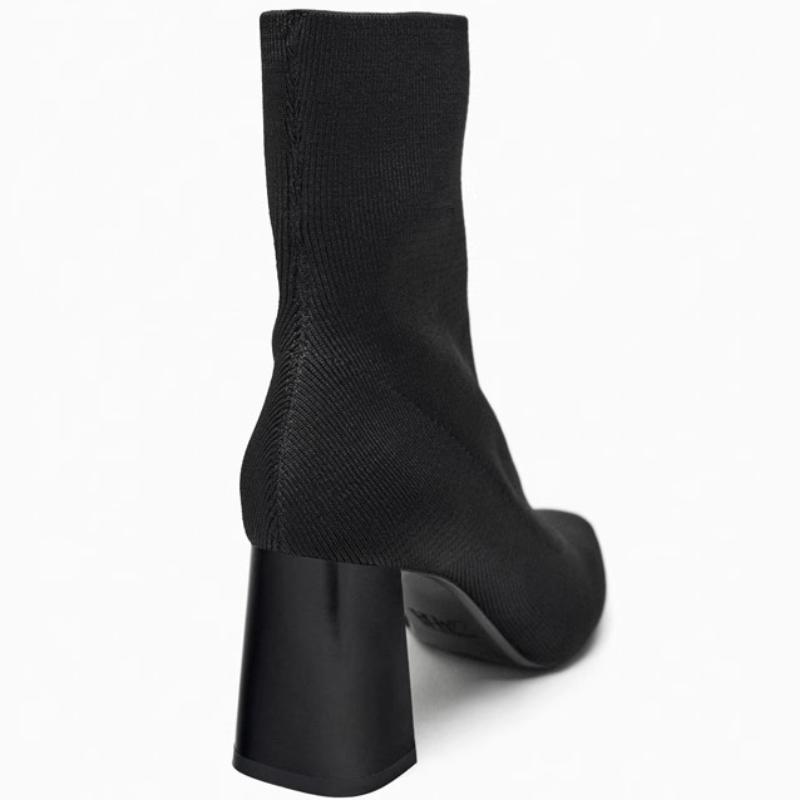 NEW 2025 Elastic Fabric Sock Boots Women Comfortable Square Toe Chunky Heeled Designer Ankle Short Boots Botines Para Mujeres