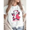 Polyester Short Sleeve T-Shirt with Cute Panda Graphic, Lightweight and Durable for Casual Wear at Home or Restaurant, Comfortable Fit