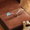 Adjustable Opening Water Drop Gem Ring S925 Sterling Silver Natural Crystal Light Luxury Hypoallergenic Women Finger Ring