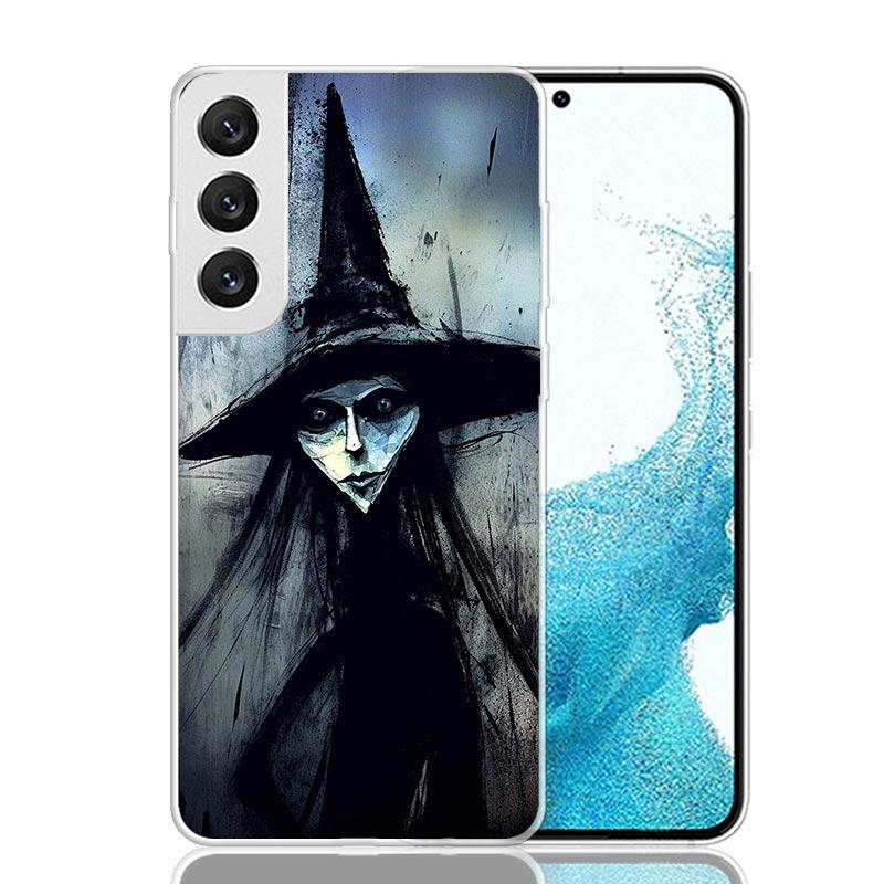 Halloween Moon Witch Horror Phone Case For Samsung Galaxy S26 Ultra S23 S24 S25 Edge S20 FE S21 S22 Plus Soft Print Shell Cover
