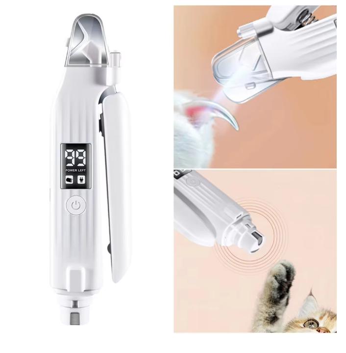 2 in 1 Electric Pet Nail Trimmer with LED Lights Pet Nail Grinder Dog Nail Trimmer and Grinder for Small Medium Large Dogs/Cats