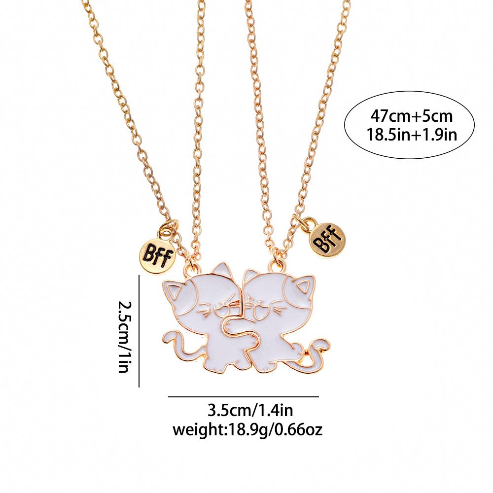 Set da 2 Pezzi Ciondolo BFF Gatti Abbraccio Design Migliori Amici Collana Magnetica Gioielli Amicizia Ragazze Regalo