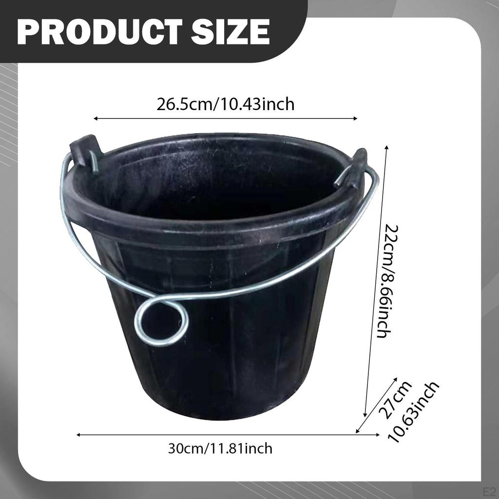 Rubber Feed Bucket with Handle Water Portable Multifunctional Feeder Container Pail for Horse