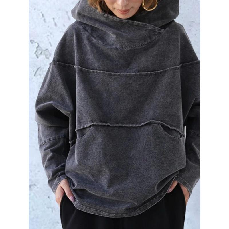 Veste sweat-shirt ample en denim pour femme, nouvelle collection automne