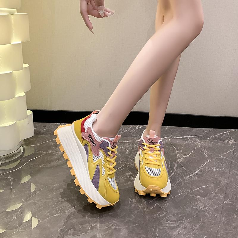 Modne Damskie Oddychające Casualowe Buty Sportowe Damskie Modne 2024 Sznurowane Buty Wulkanizowane na Grubej Podeszwie Damskie Buty do Biegania