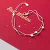 Crossed Heart Double Layer Women's Bracelet - Simple Mori Style Jewelry Gift for Girlfriend or Best Friend