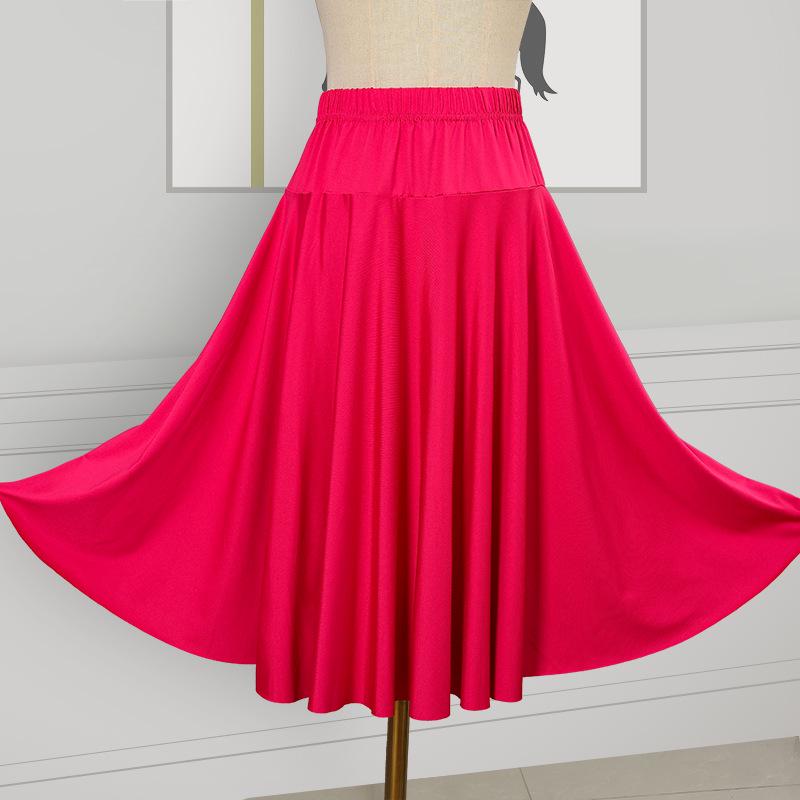 2025 Nová jednobarevná sukně na square dance a sálový tanec s velkým rozsahem