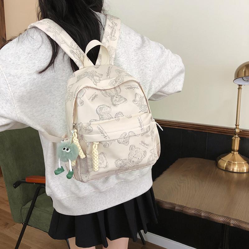 New Arrival Bear Pattern Dual Shoulder Bag Spacious And Versatile Bookbag For Travel Cartoon Anime Design Breathable Air Cushion Straps