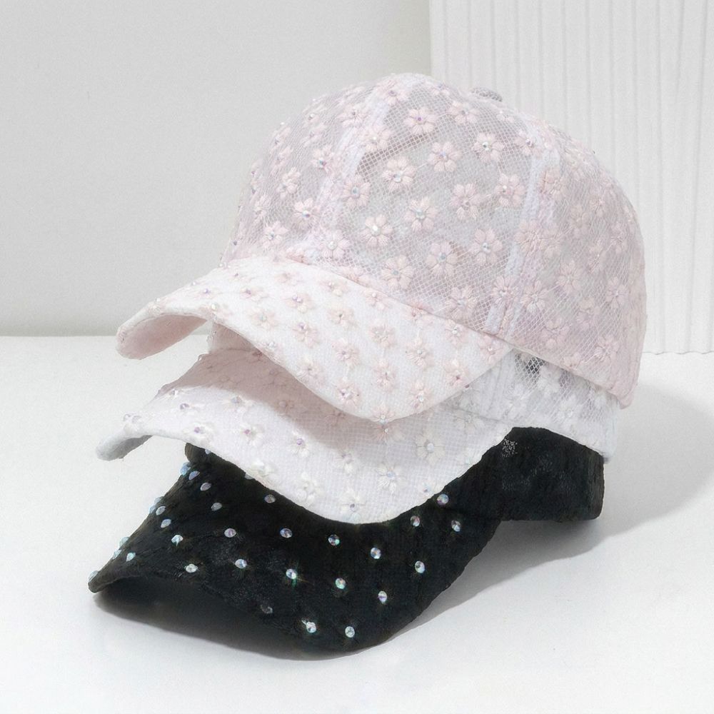 Gorra de Béisbol Ligera de Verano Bordado de Flores Sombrero para el Sol para Exteriores Moda Femenina