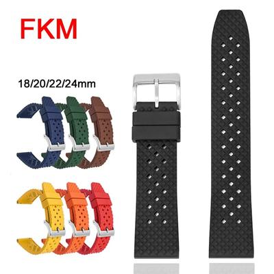 Fluoro gummirem FKM-band Quick Release Rostfritt stålspänne Sport Vattentät Herr Dam Byt klockrem 18/20/22/24 mm