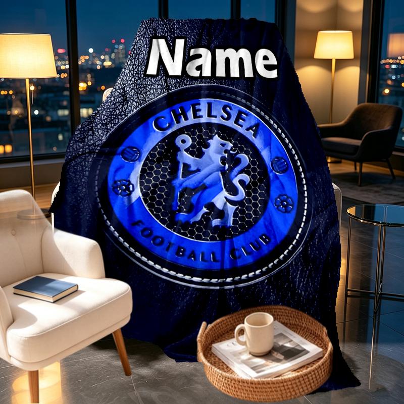 Custom Name Personalized Chelsea F.C Print Blankets, Home Decor, Bedroom, Sofa, Camping, Couch, Gifts for Birthday Christmas