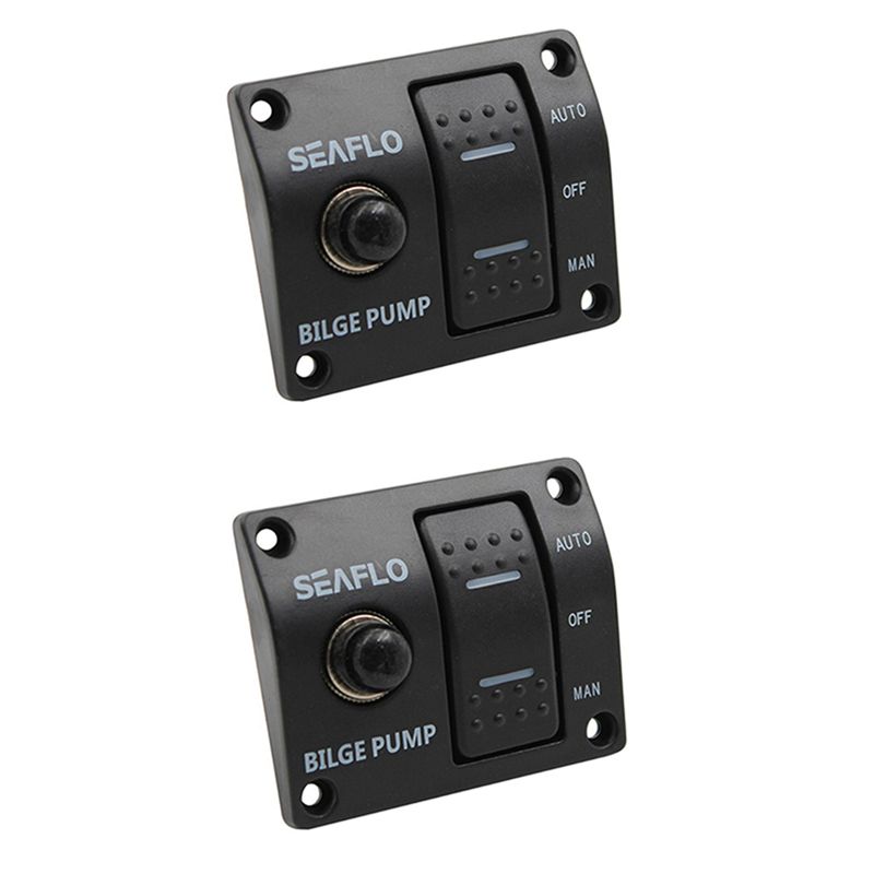 Practical 2X Bilge Pump Control Switch Automatic Pump Marine Panel Switch 3-WAY Switch Panel For Bilge Pump чёрный
