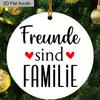 1pc German Freunde Sind Familie Acrylic Sign Gold Rope Round Hanging Decor Farmhouse Home Wall Art Christmas Gift for Friends