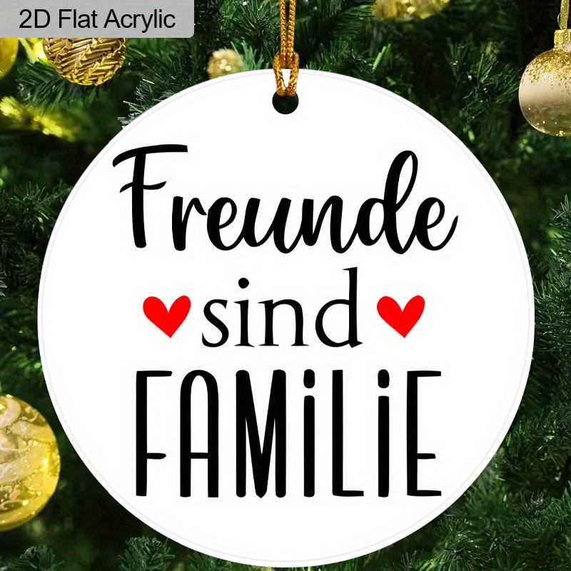 1pc German Freunde Sind Familie Acrylic Sign Gold Rope Round Hanging Decor Farmhouse Home Wall Art Christmas Gift for Friends