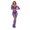Female sexy transparent mesh erotic jumpsuit with open crotch, tempting lingerie, no need to take off style pajamas