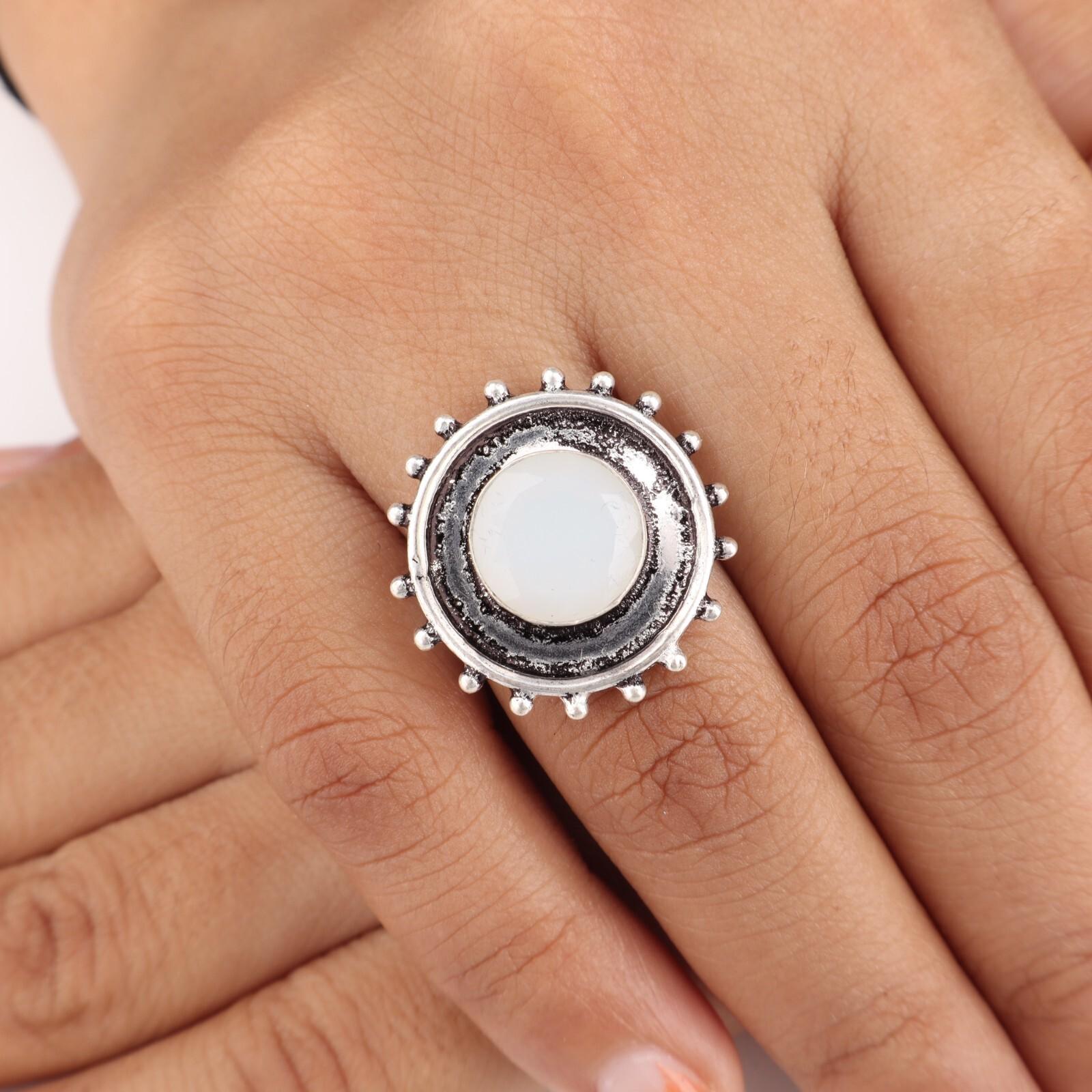 

Молочный Опал Драгоценный Камень 925 Стерлинговое Серебро Женские Ювелирные Изделия Кольцо Ручной Работы Для Женщин RR-49-13 13