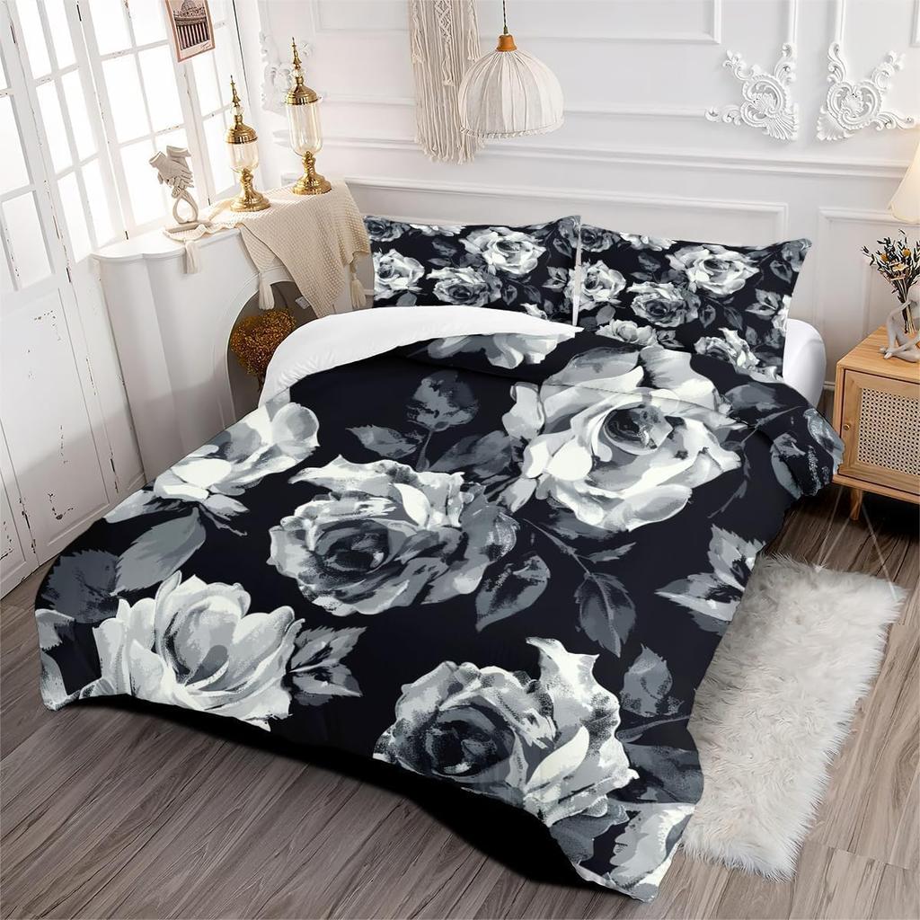 3pcs Duvet Cover Plants Flowers 3D Print Bedding Set Zipper Closure Ultra Soft Microfiber Kids Boys Girls Teens+2 Pillowcases