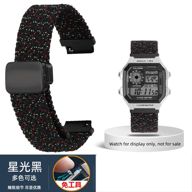 

AE1200 AE1300 nylom strap for Casio AE-1200 W800h F91W F105 F108 A158 A168 W-218H SGW400 AQ-150W A700 Magnetic buckle bracelet 18mm