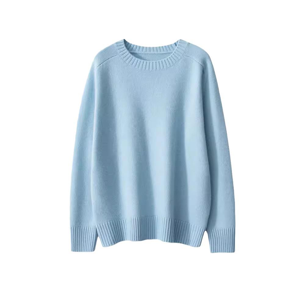 2024 Autumn/Winter Women's Round Neck Saddle Shoulder Cashmere Loose Slimming Knit Sweater