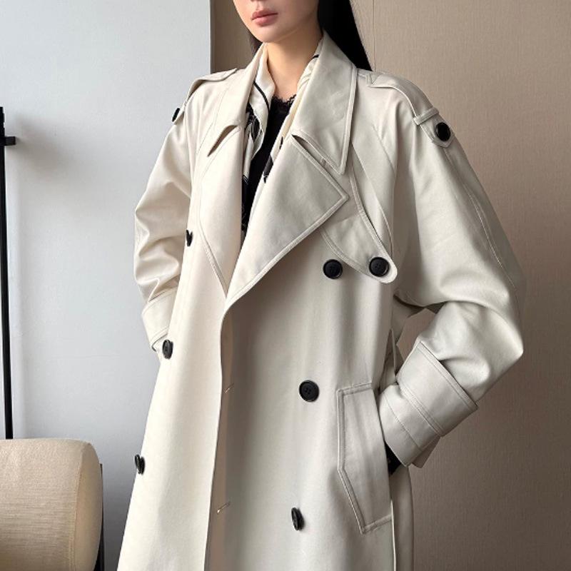 Parisian Dream Double-Breasted Trench Coat with Large Lapel - Women's 2025 Autumn Collection