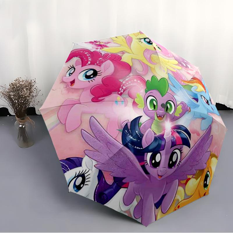 Little Pony Fashionable Automatic Opening/Closing Folding Umbrella. Portable and Foldable, Ideal for Gift, Travel, and Daily Use.