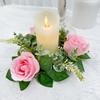 Desktop Decoration Artificial Flower Rose Candlestick Exquisite Creative Candle Holder Reusable Fake Wreath Ring Rustic