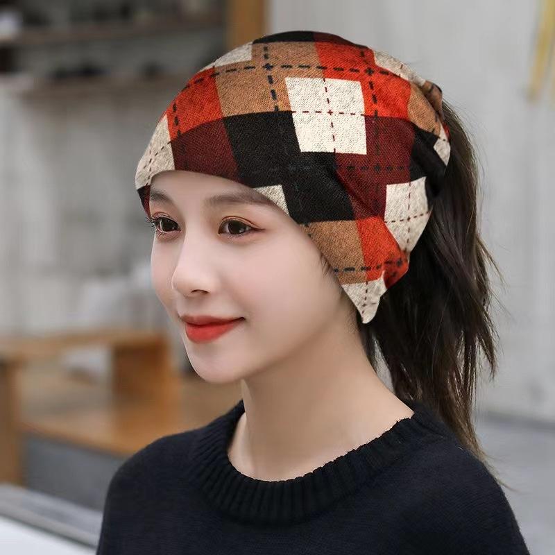 Versatile Autumn/Winter Korean Women's Hats: Headscarf, Baotou, Pullover, Neck, Print, Pile, and Ear Protection Styles
