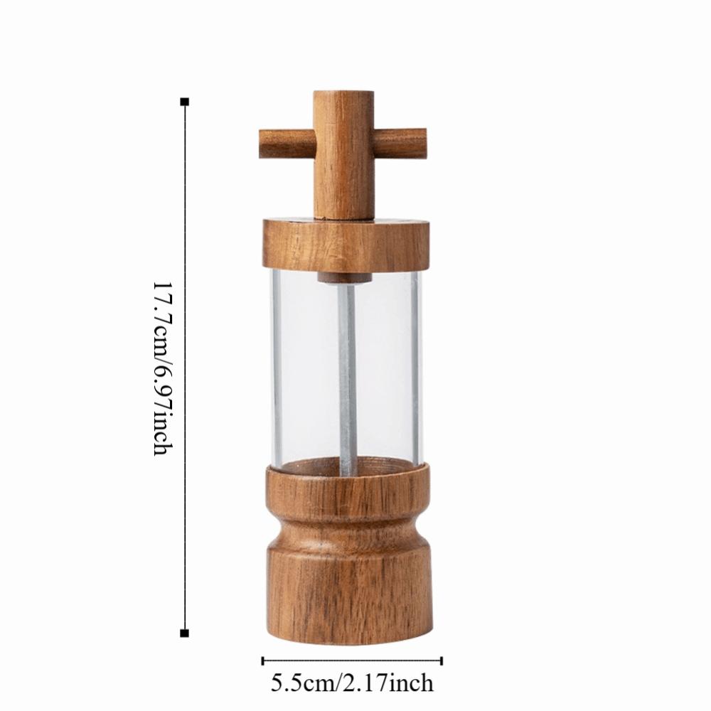 Manual Acacia Wood Pepper Grinder Cross-head Refillable Pepper Mill Acrylic Body Ceramic Grinding Core