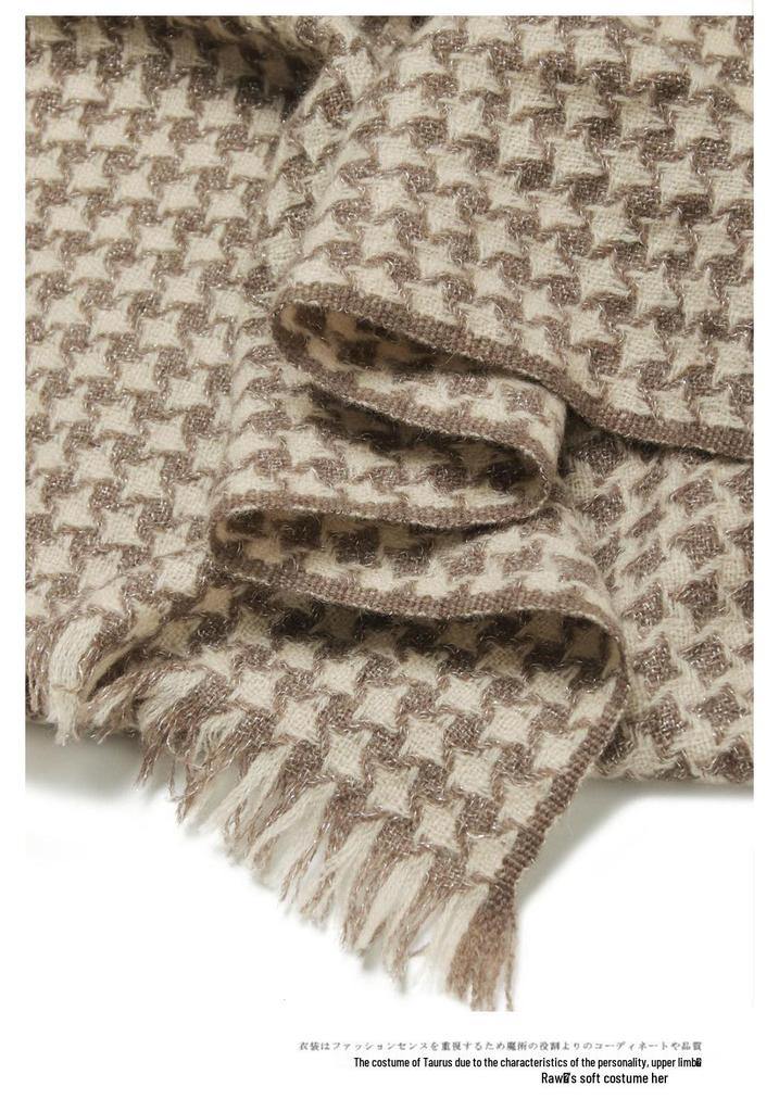 Women's 100% Pure Cashmere Houndstooth Scarf: Versatile, Warm, and Stylish Neck Gaiter