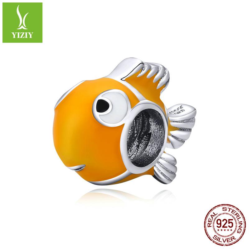 

Clownfish Bracelet Beaded 925 Silver Charm Cute Little Goldfish Diy Beads Bsc206