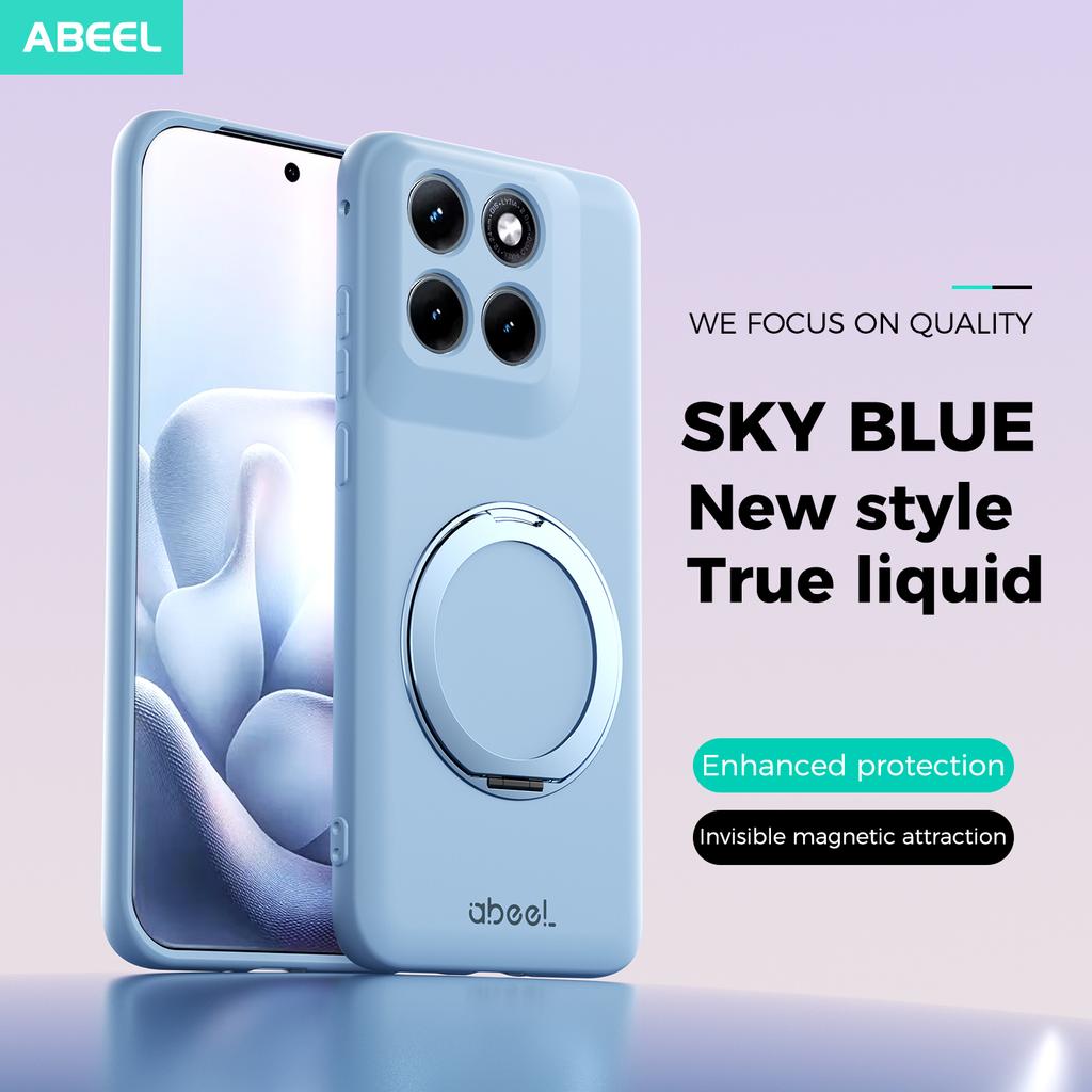 For Motorola Signature Edge 70 60 Pro Fusion Case Magnetic Hand Feel Liquid Silicone Stand Ring Inner Fur Soft Phone Cover
