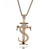 TS Cross Pendant Necklace Men's Trendy Versatile Copper Inlaid with Colored Zircon Hip Hop Hipster Same Accessories