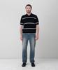 MANNERGRAM Textured Striped 100% Cotton Polo Short Sleeve Knit Black