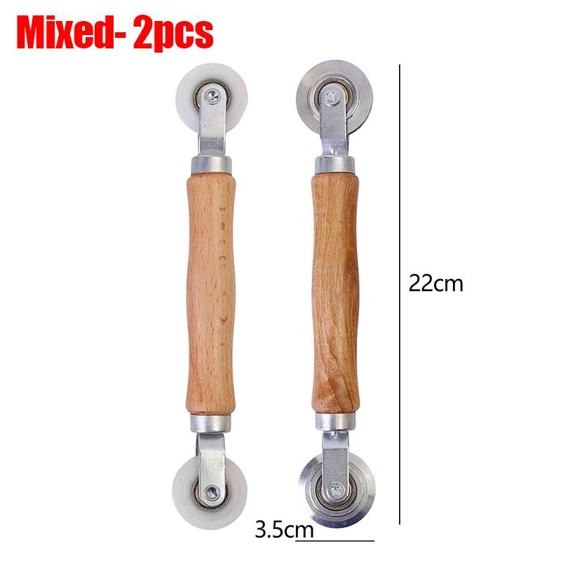 Metal Screen Rolling Tools Double-head Convex and Concave Screen Spline Repair Roller Door Window Hand Crank Roller with Bearing