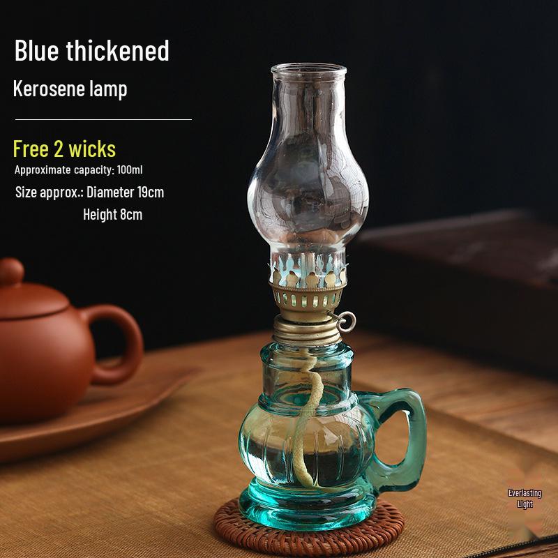 Vintage Kerosene Oil Lamp - Retro Lotus Design for Ghee Candles or Buddha Altar
