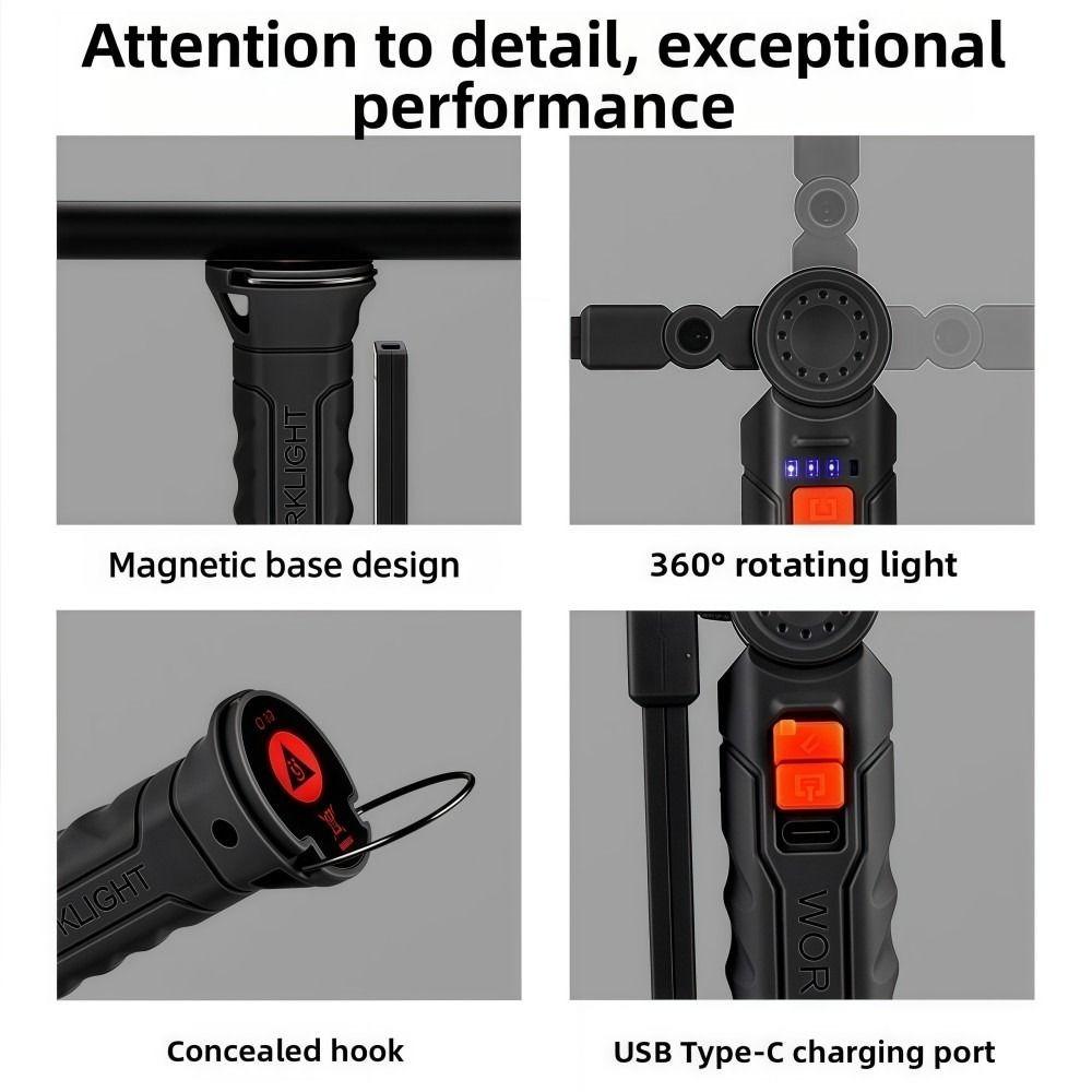 Rechargeable Work Light with Magnet & Hook Handheld Searchlight  For Night Work Outdoor Camping