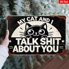 Metal Wall Art Sign Funny Vintage Home Decor Cat Theme Wall Hanging for Living Room Cafe Bar