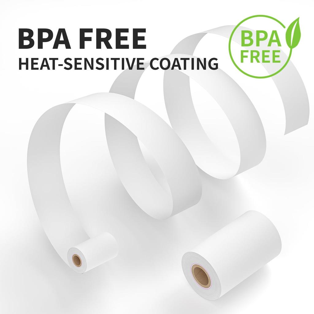 2 1/4" W Thermal Paper Cash Register POS Receipt Paper Works with Most Credit Card Terminals