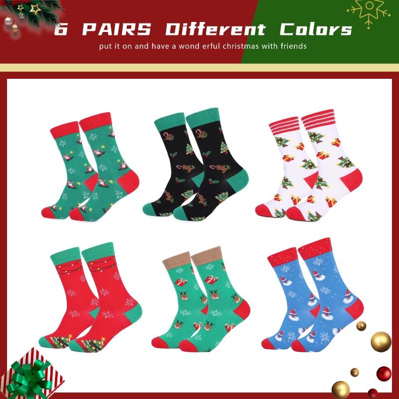Ladies Autumn Winter Santa Elk Christmas Mid Tube Cotton Socks