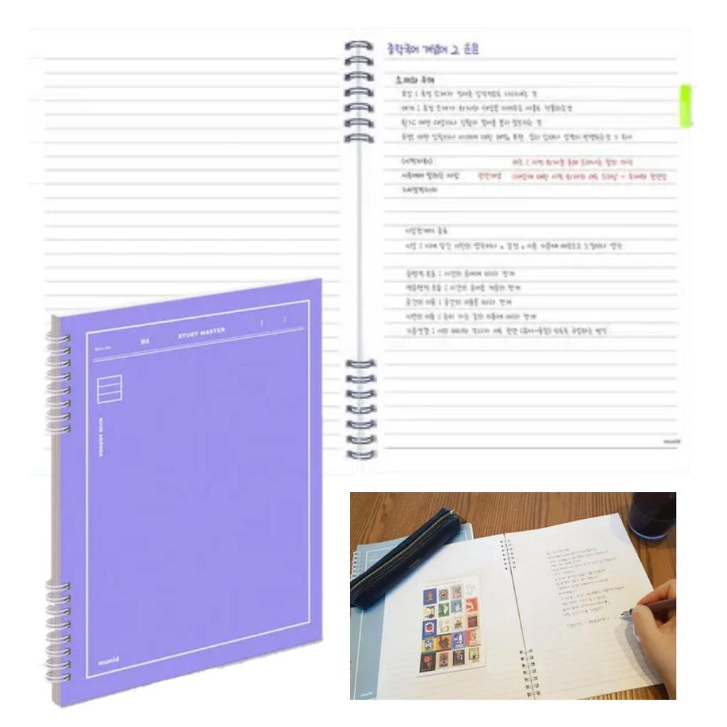 Munid 8mm Lined Notebook (Spring, 4ea - 190 X 258mm X 32Sheets), WHITE